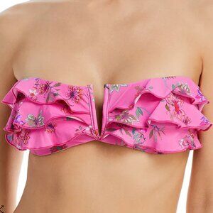 PQ Swim Printed Ruffled Bandeau Bikini Top